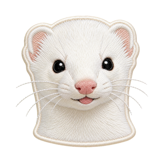 White ferret embroidered sticker